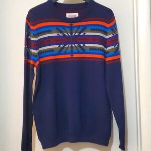 Vintage Mossimo Aztec Southwestern Blue Crew Neck Made in USA Sweater Sz L